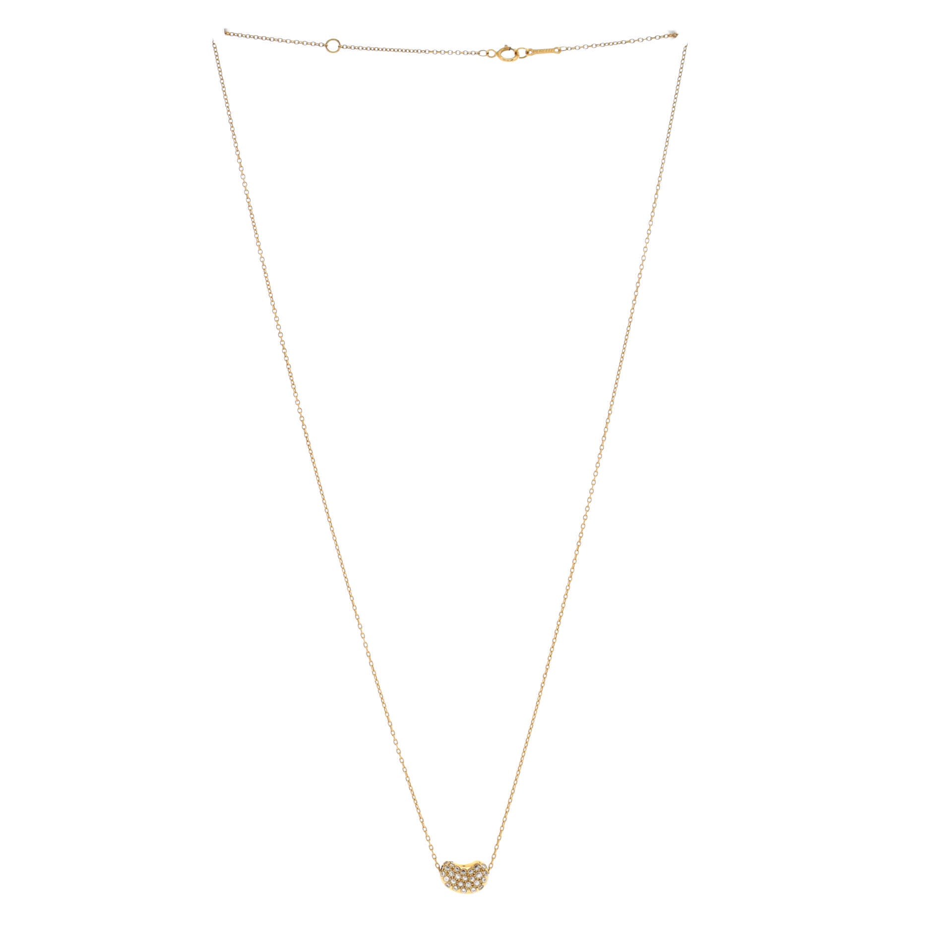 Elsa Peretti Bean Pendant Necklace 18K Yellow Gold with Diamonds 11mm
