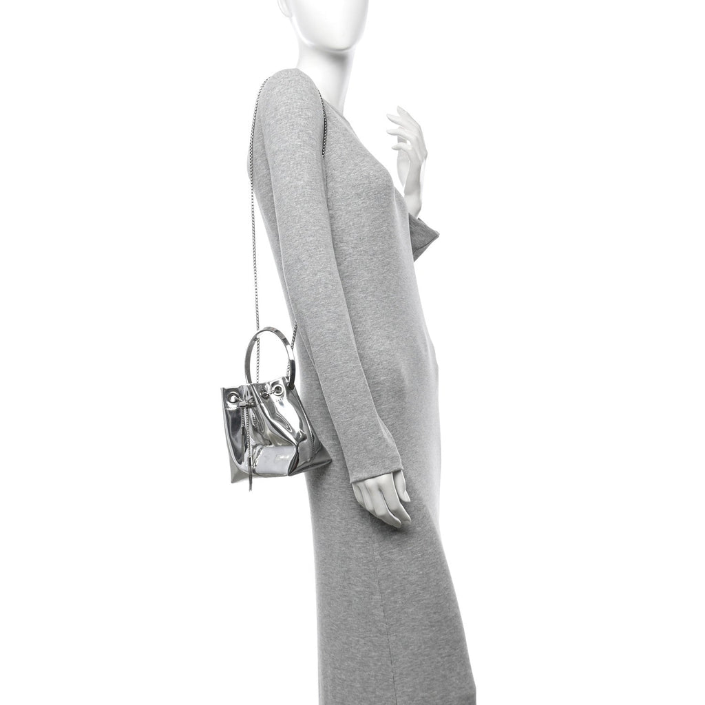 Metallic Patent Bon Bon Bag Silver