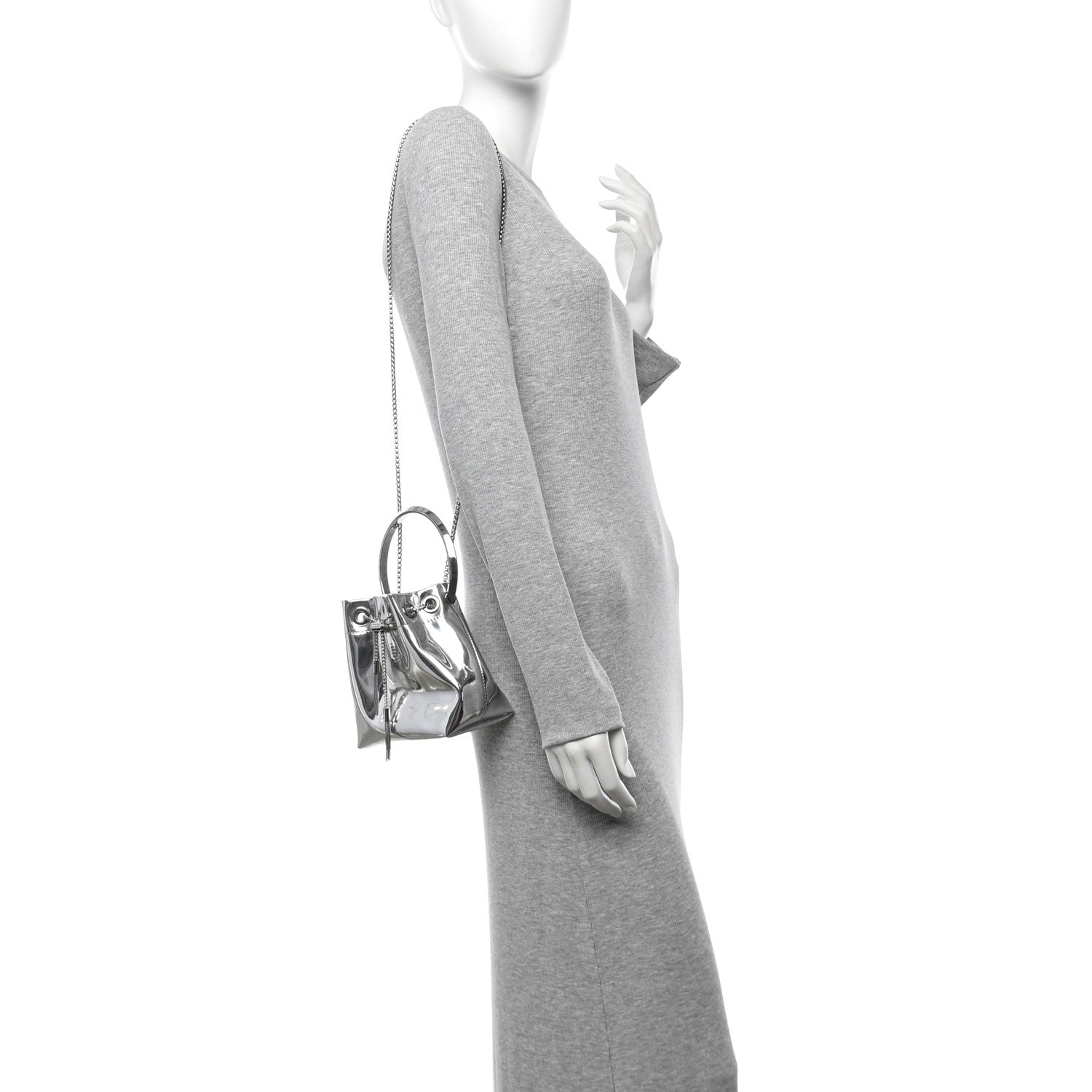 Metallic Patent Bon Bon Bag Silver