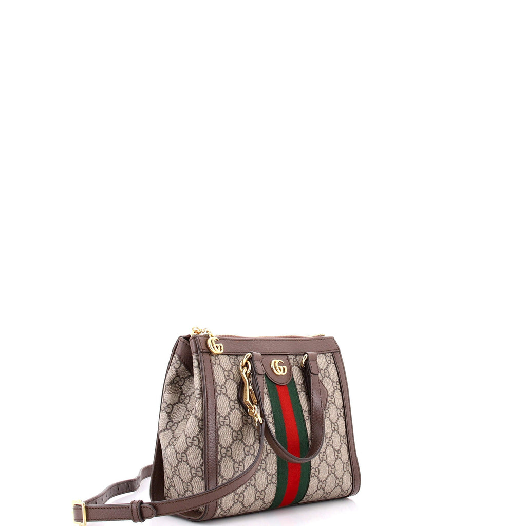 Ophidia Top Handle Tote GG Coated Canvas with Leather Small