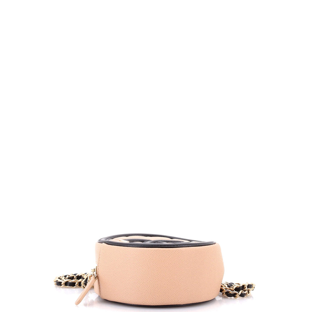 Filigree Round Clutch with Chain Quilted Caviar Mini