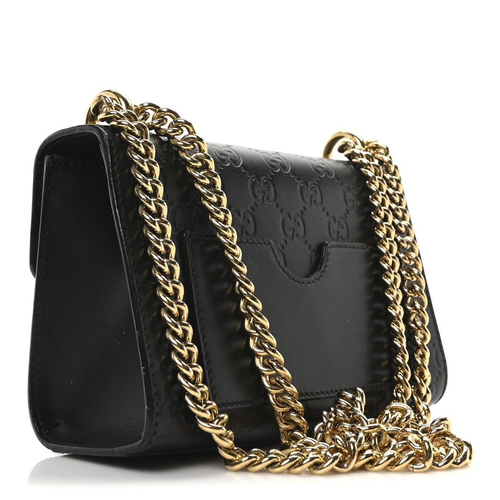 Guccissima Small Padlock Shoulder Bag Black