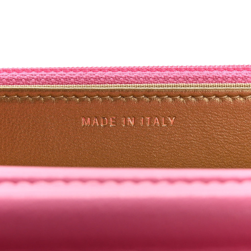Lambskin Quilted CC Pearl Crush Wallet on Chain WOC Pink