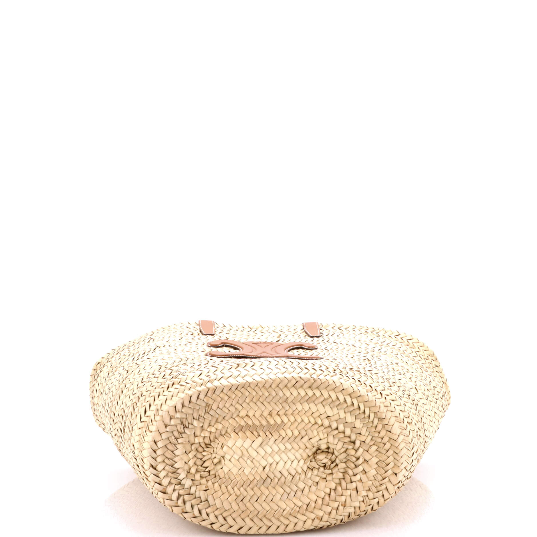 Triomphe Basket Shoulder Bag Raffia with Leather Large