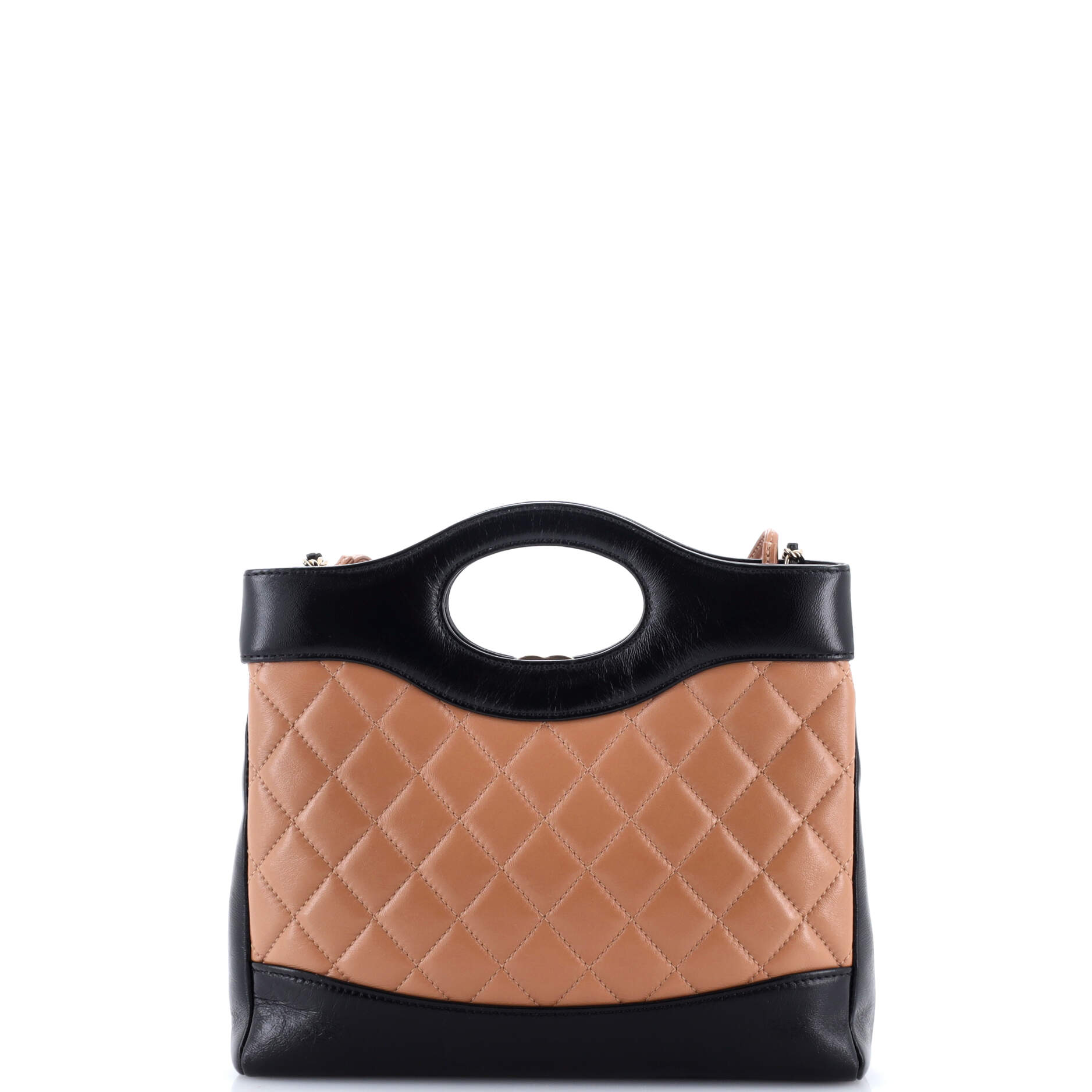 31 Shopping Bag Clutch with Chain Quilted Shiny Lambskin Small