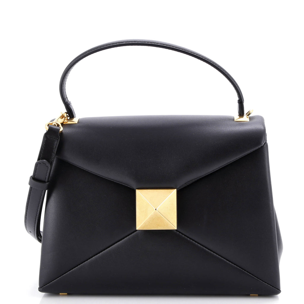 One Stud Top Handle Flap Bag Leather Small