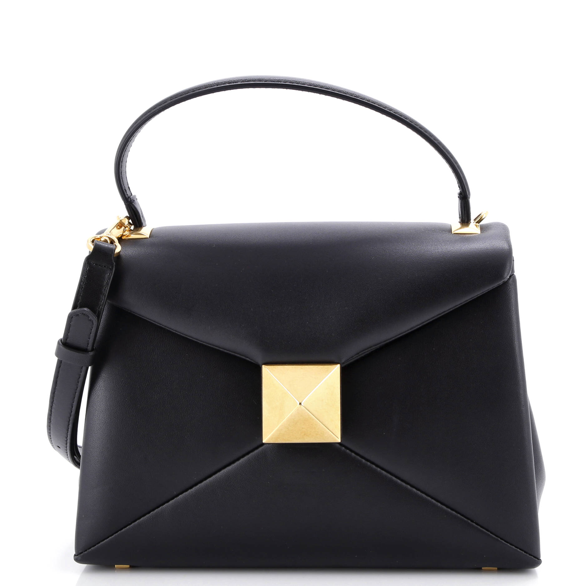 One Stud Top Handle Flap Bag Leather Small
