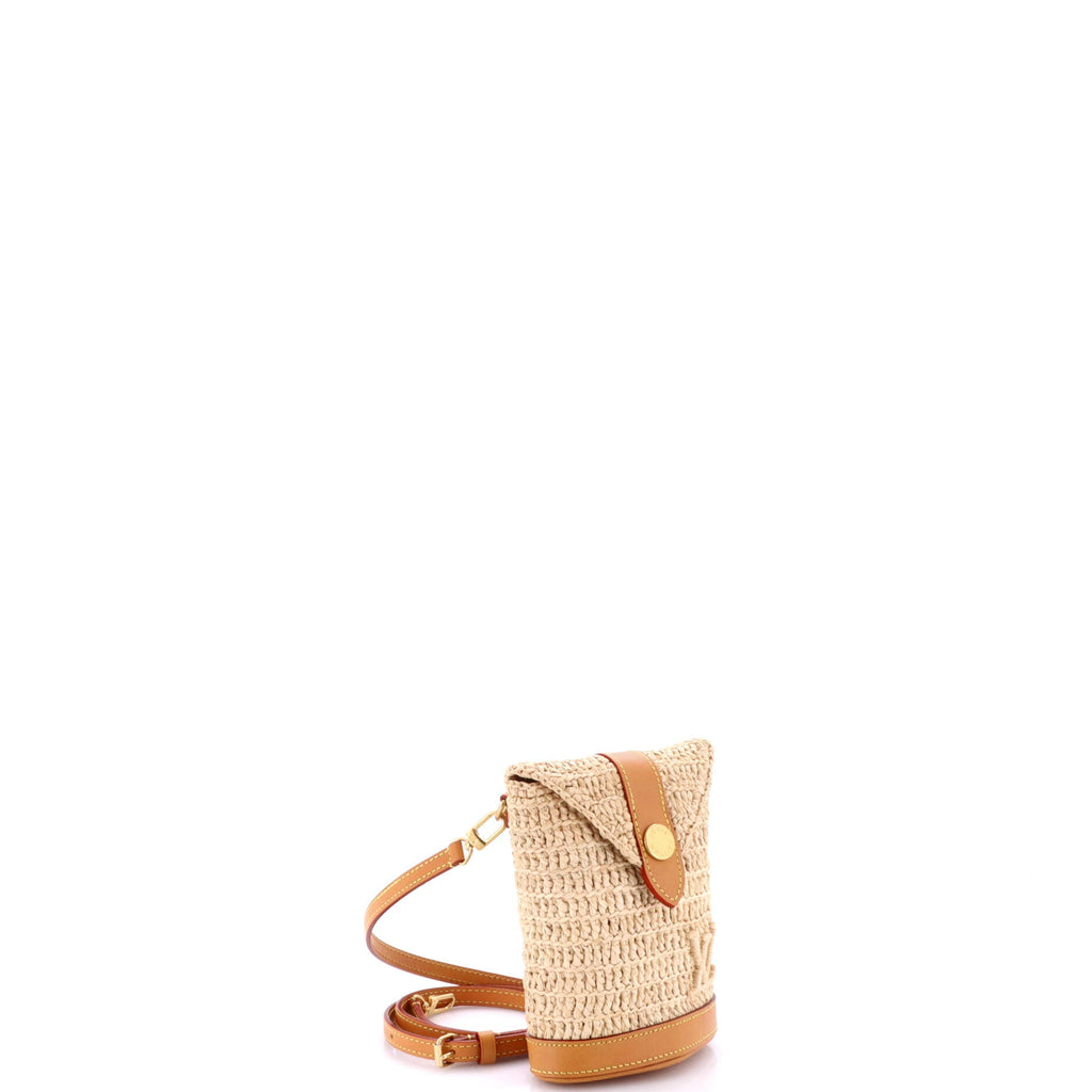 Envelope Pouch Raffia and Leather