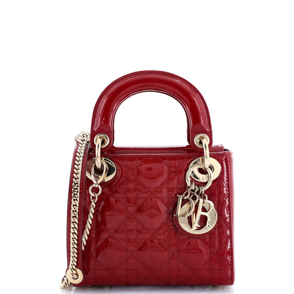 Lady Dior Chain Bag Cannage Quilt Patent Mini