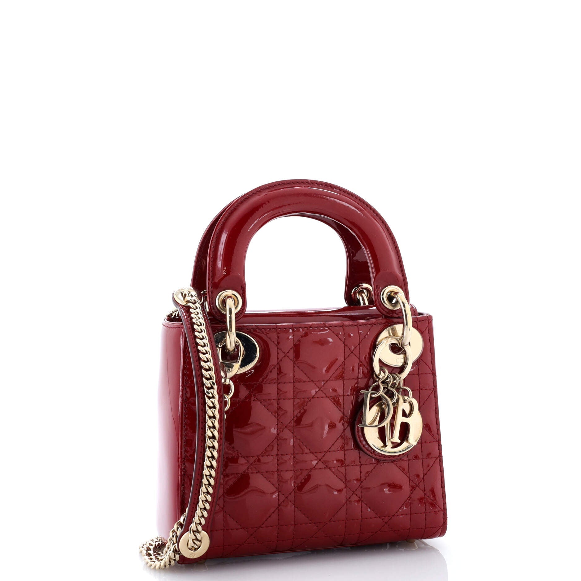 Lady Dior Chain Bag Cannage Quilt Patent Mini