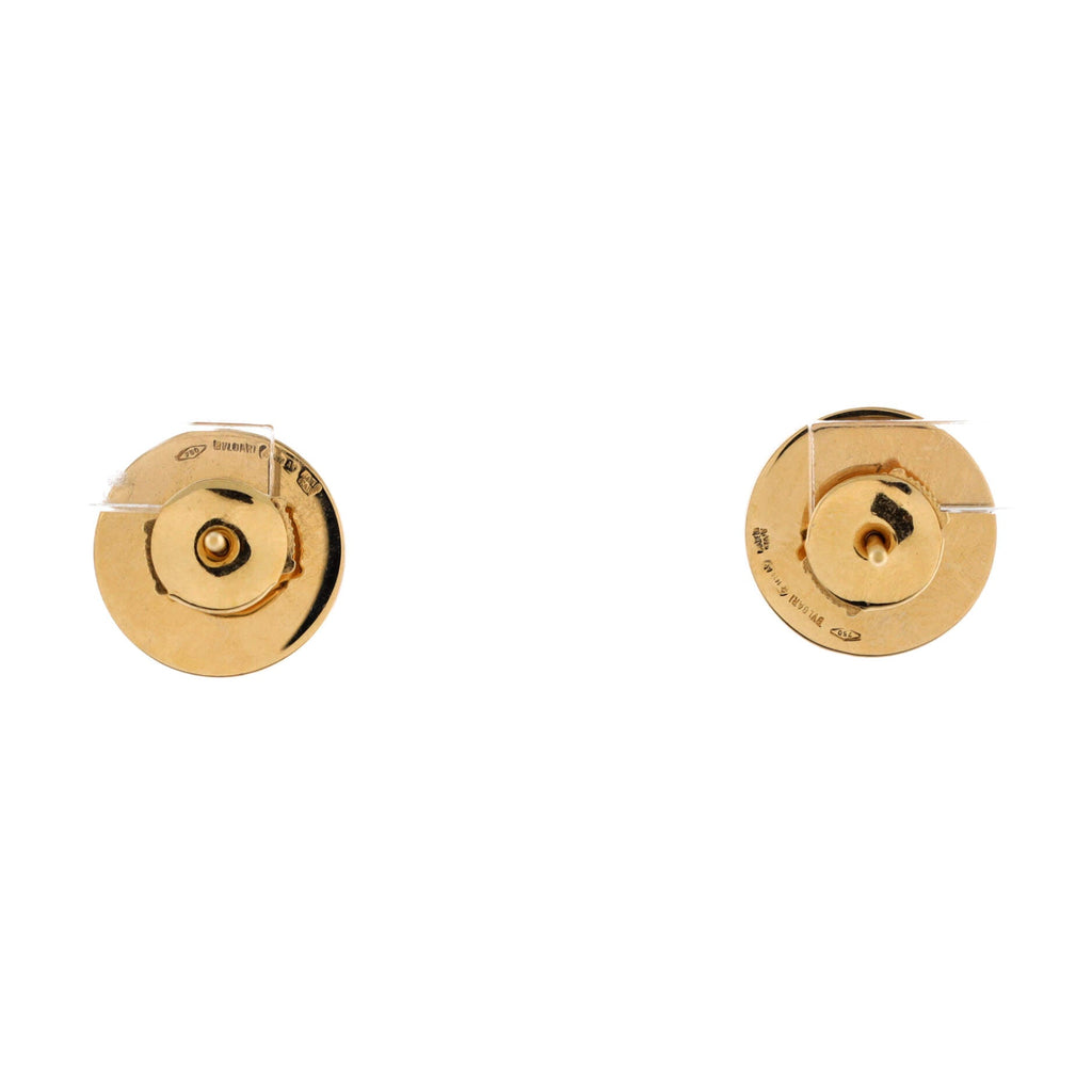 Classic Round Stud Earrings 18K Yellow Gold with Diamonds