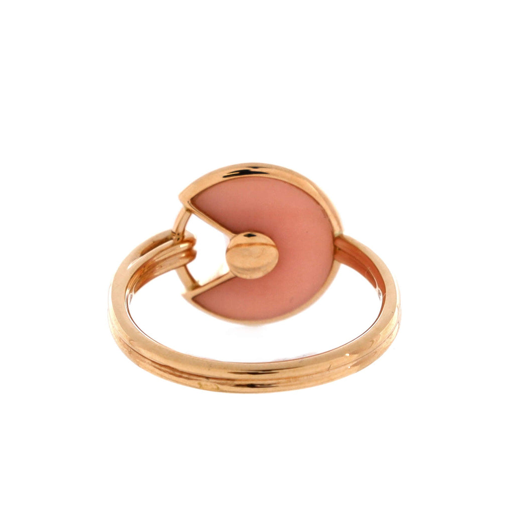 Amulette De Cartier Ring 18K Rose Gold with Diamond and Pink Opal