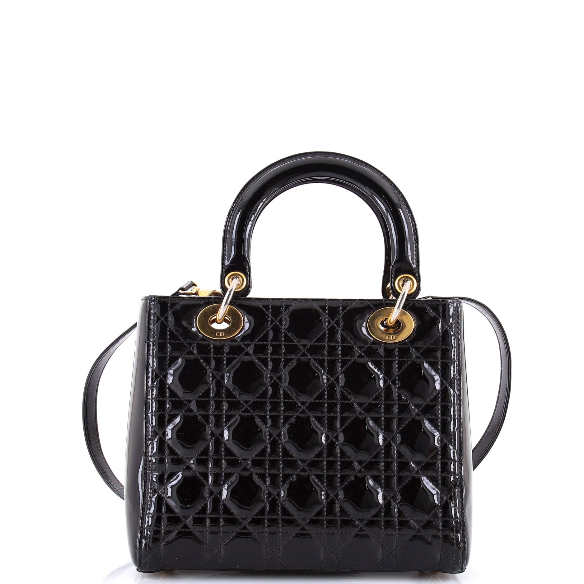 Lady Dior Bag Cannage Quilt Patent Medium