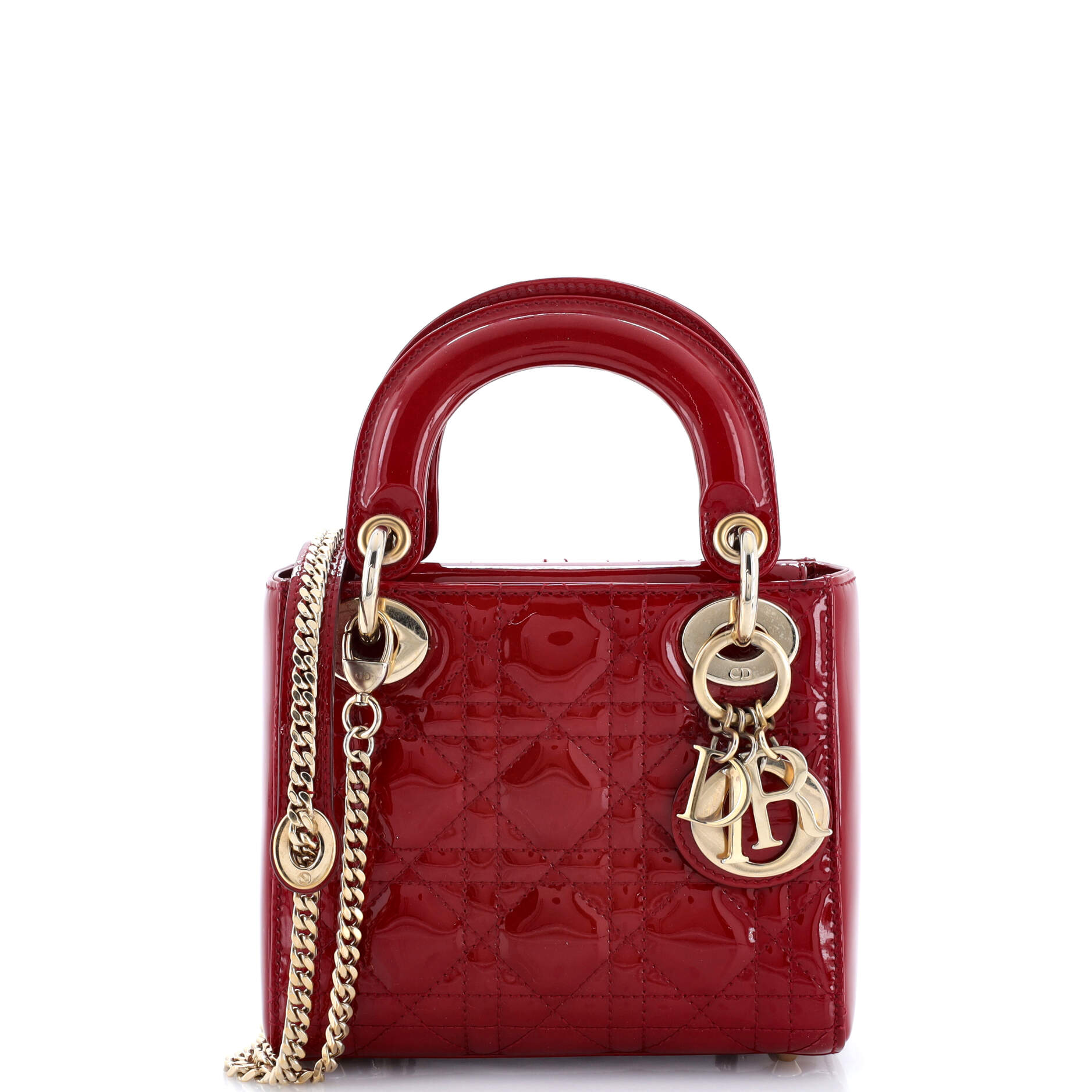 Lady Dior Chain Bag Cannage Quilt Patent Mini