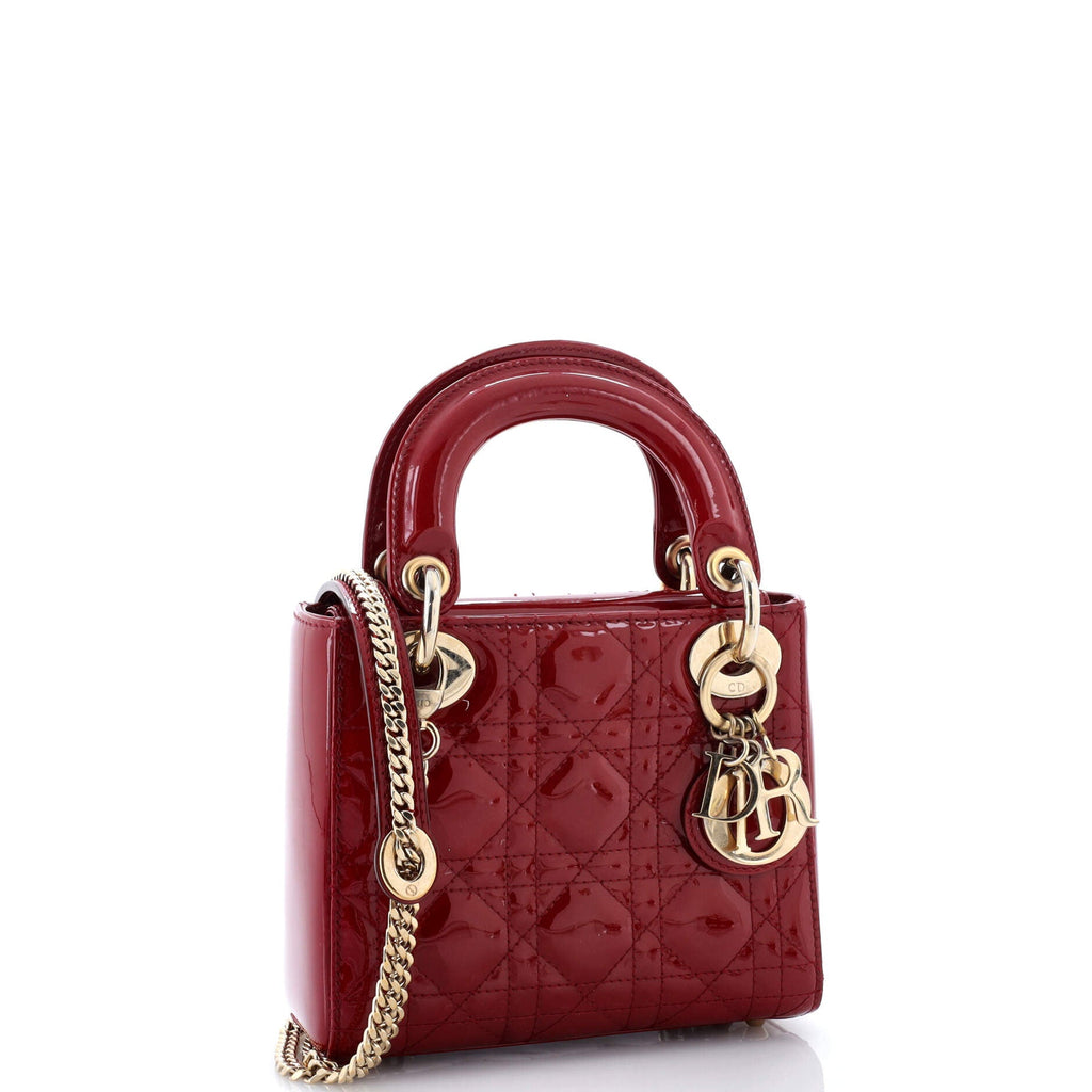 Lady Dior Chain Bag Cannage Quilt Patent Mini