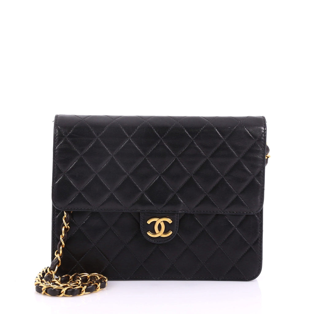 Vintage Clutch with Chain Quilted Leather Small