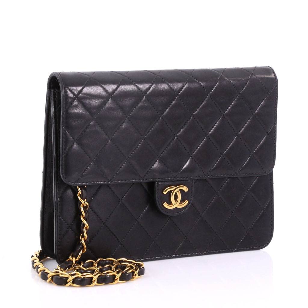 Vintage Clutch with Chain Quilted Leather Small