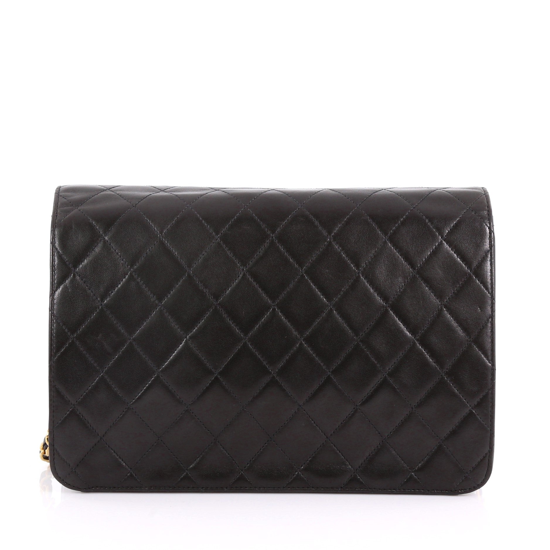 Vintage Clutch with Chain Quilted Leather Medium