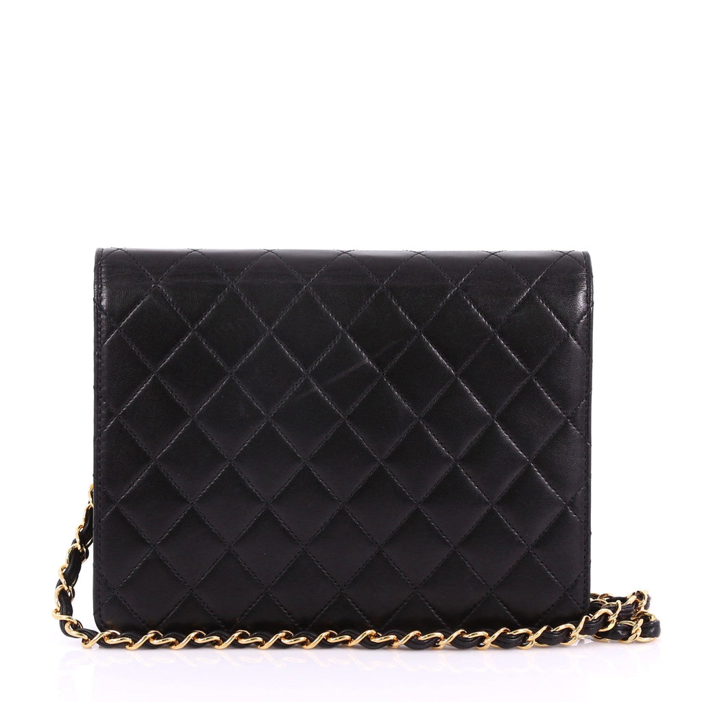 Vintage Clutch with Chain Quilted Leather Small