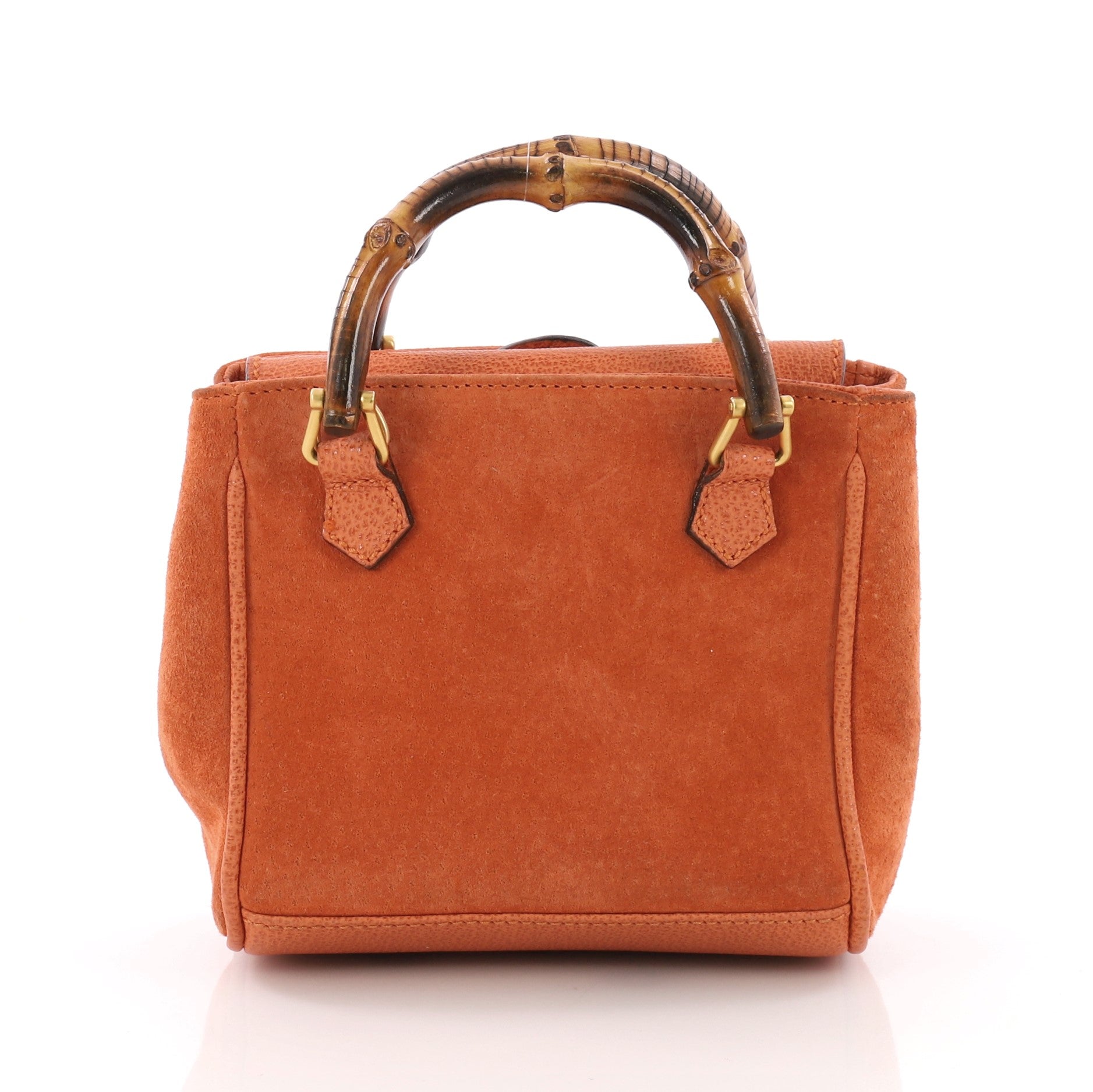 Vintage Bamboo Front Pocket Tote Suede Mini