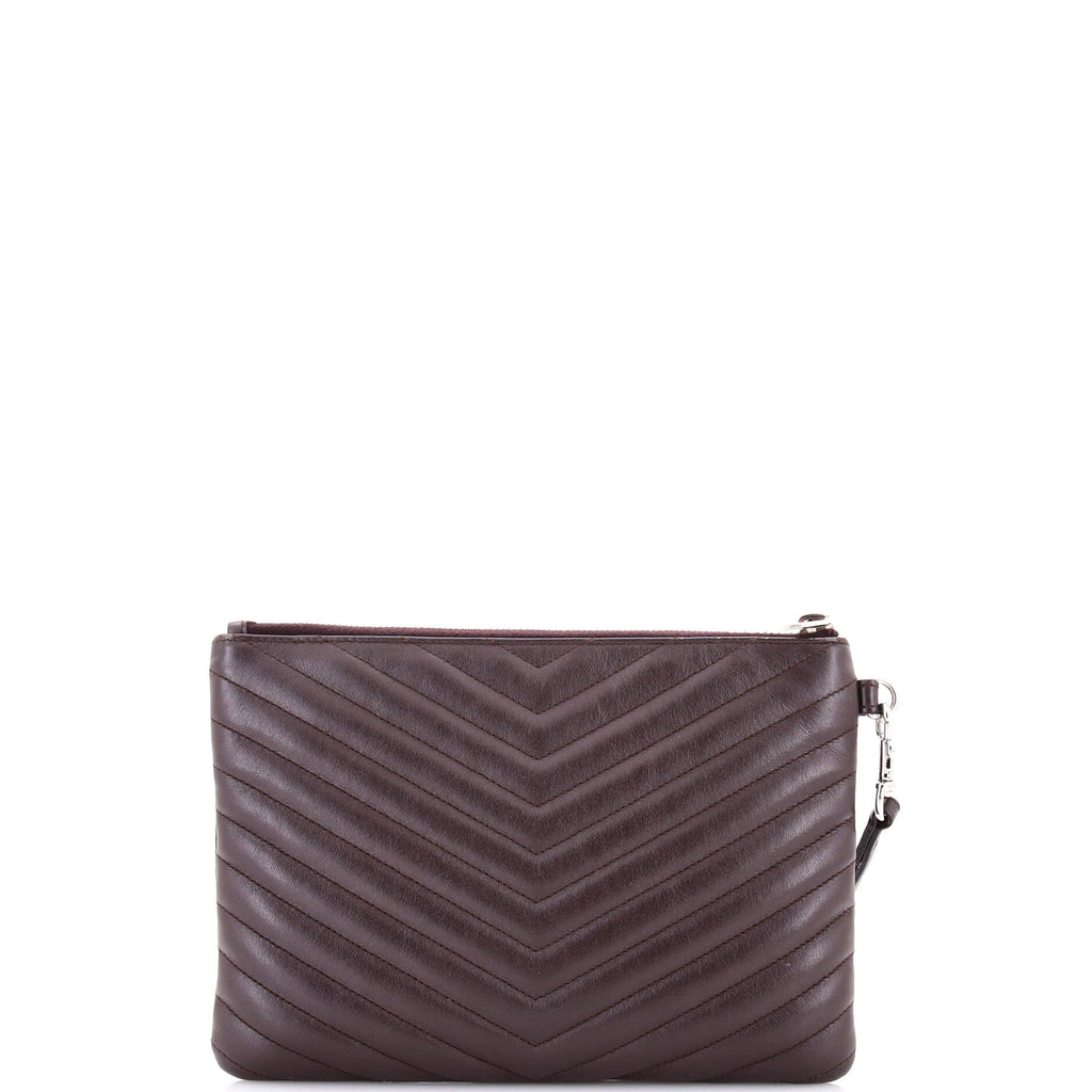 Classic Monogram Wristlet Pouch Matelasse Chevron Leather Small