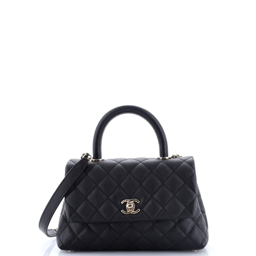 Coco Top Handle Bag Quilted Caviar Mini