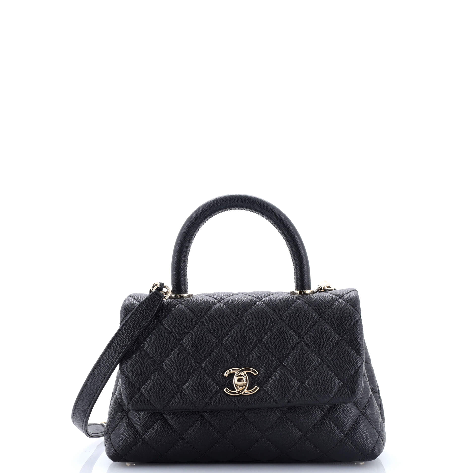 Coco Top Handle Bag Quilted Caviar Mini