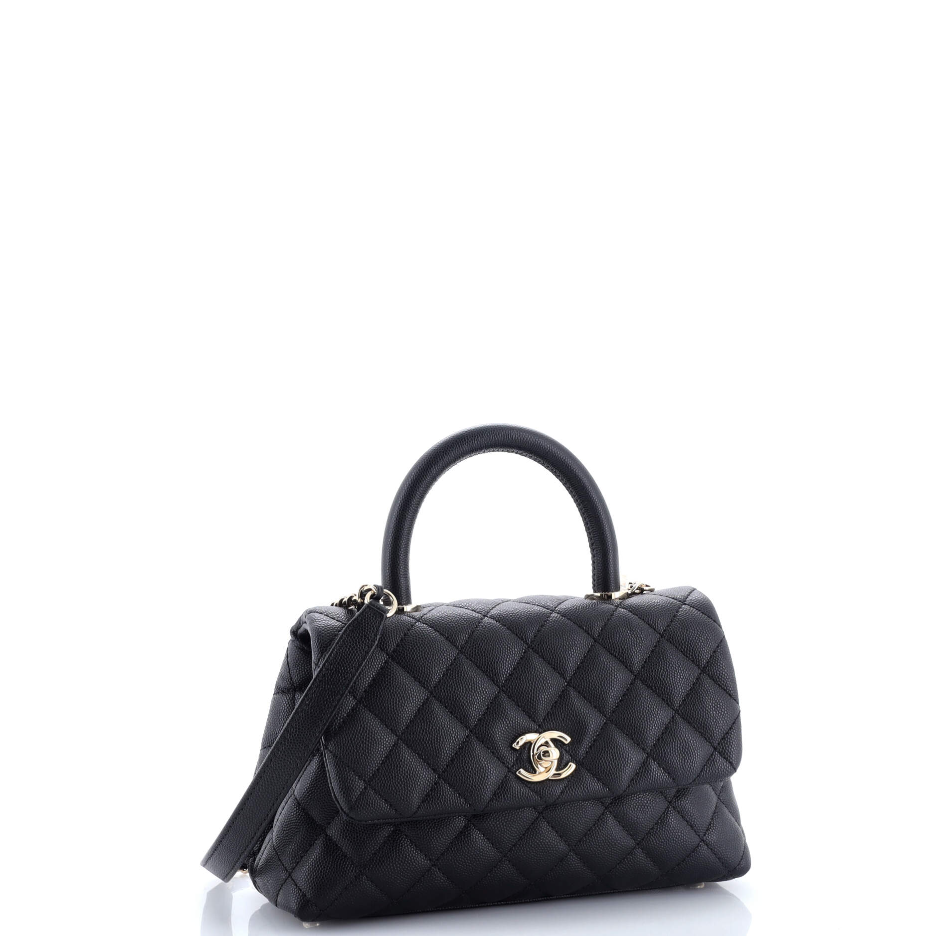 Coco Top Handle Bag Quilted Caviar Mini