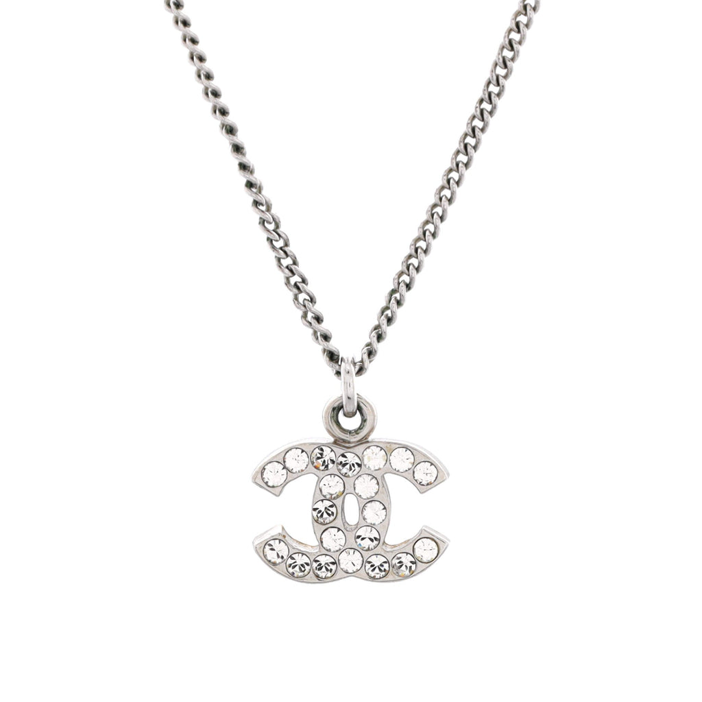 CC Pendant Necklace Metal with Crystals