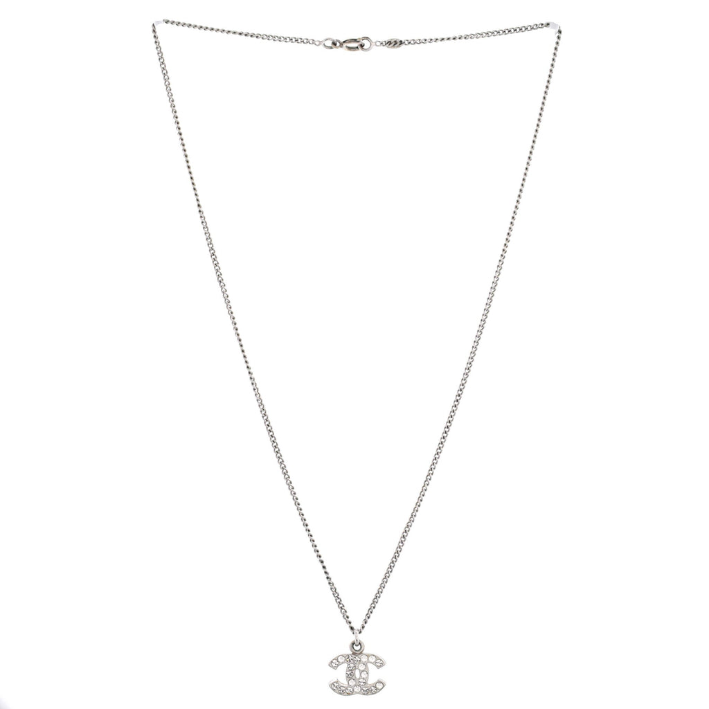 CC Pendant Necklace Metal with Crystals