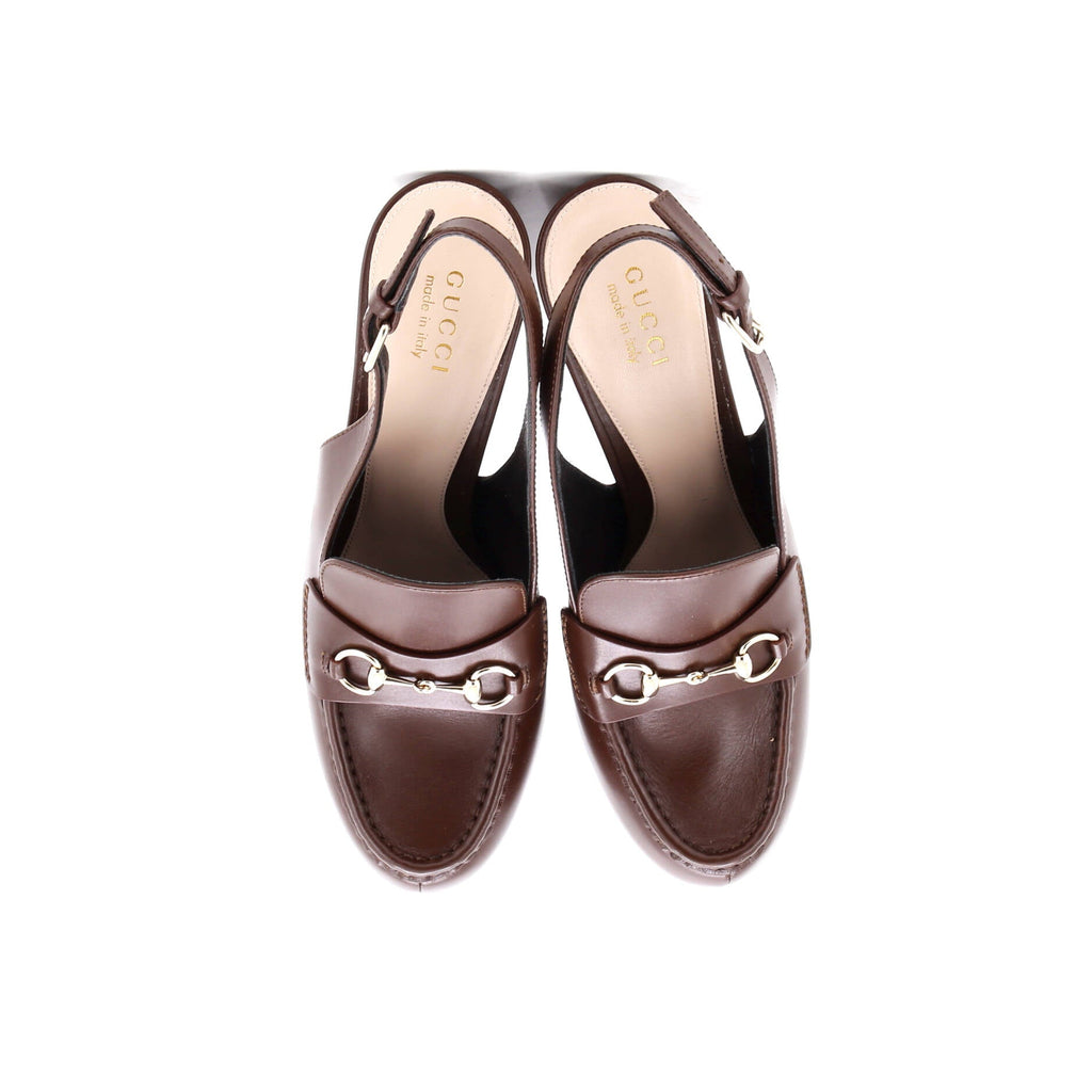 Women's Horsebit Platform Slingback Loafer Pumps Leather