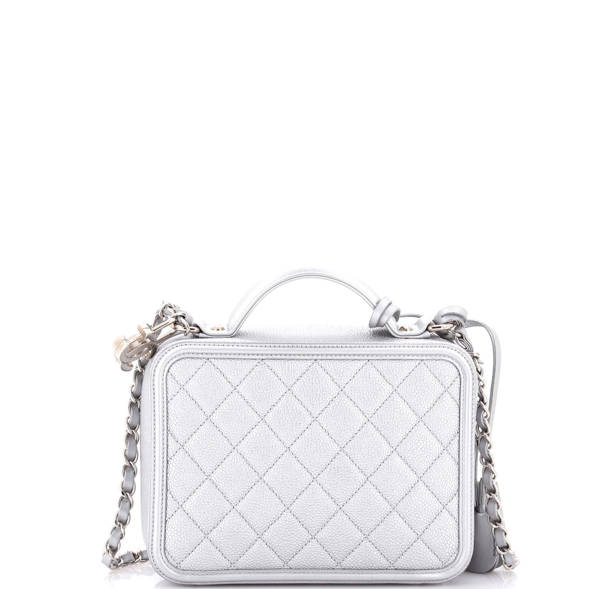 Filigree Vanity Case Quilted Metallic Caviar Medium