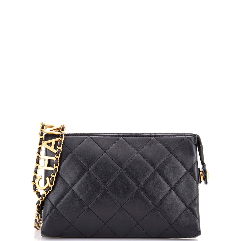 Logo Chain Strap Waist Bag Quilted Lambskin Small