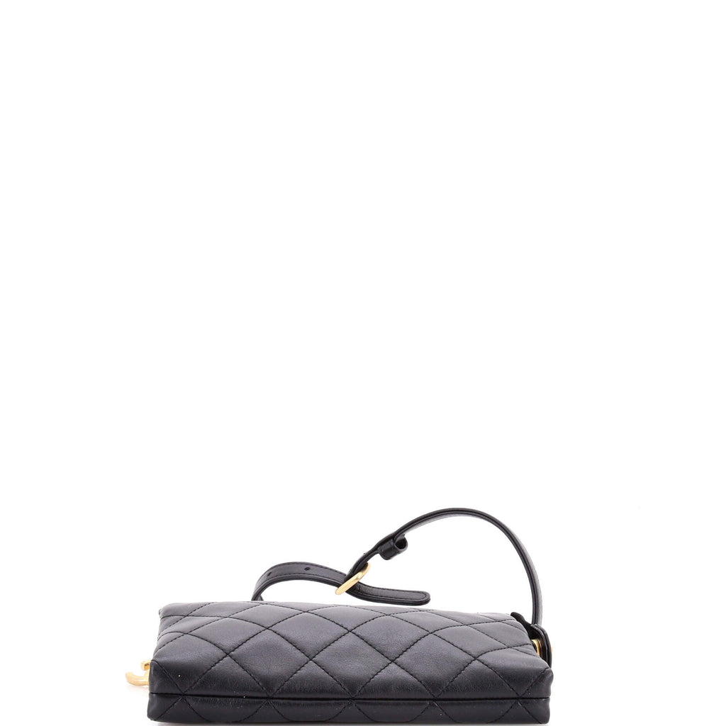 Logo Chain Strap Waist Bag Quilted Lambskin Small