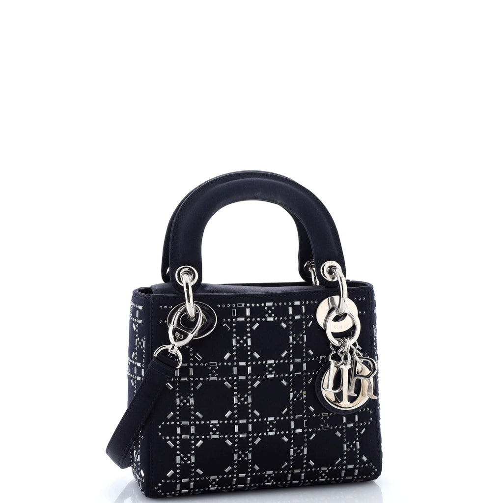 Lady Dior Bag Crystal Embellished Cannage Quilt Satin Mini