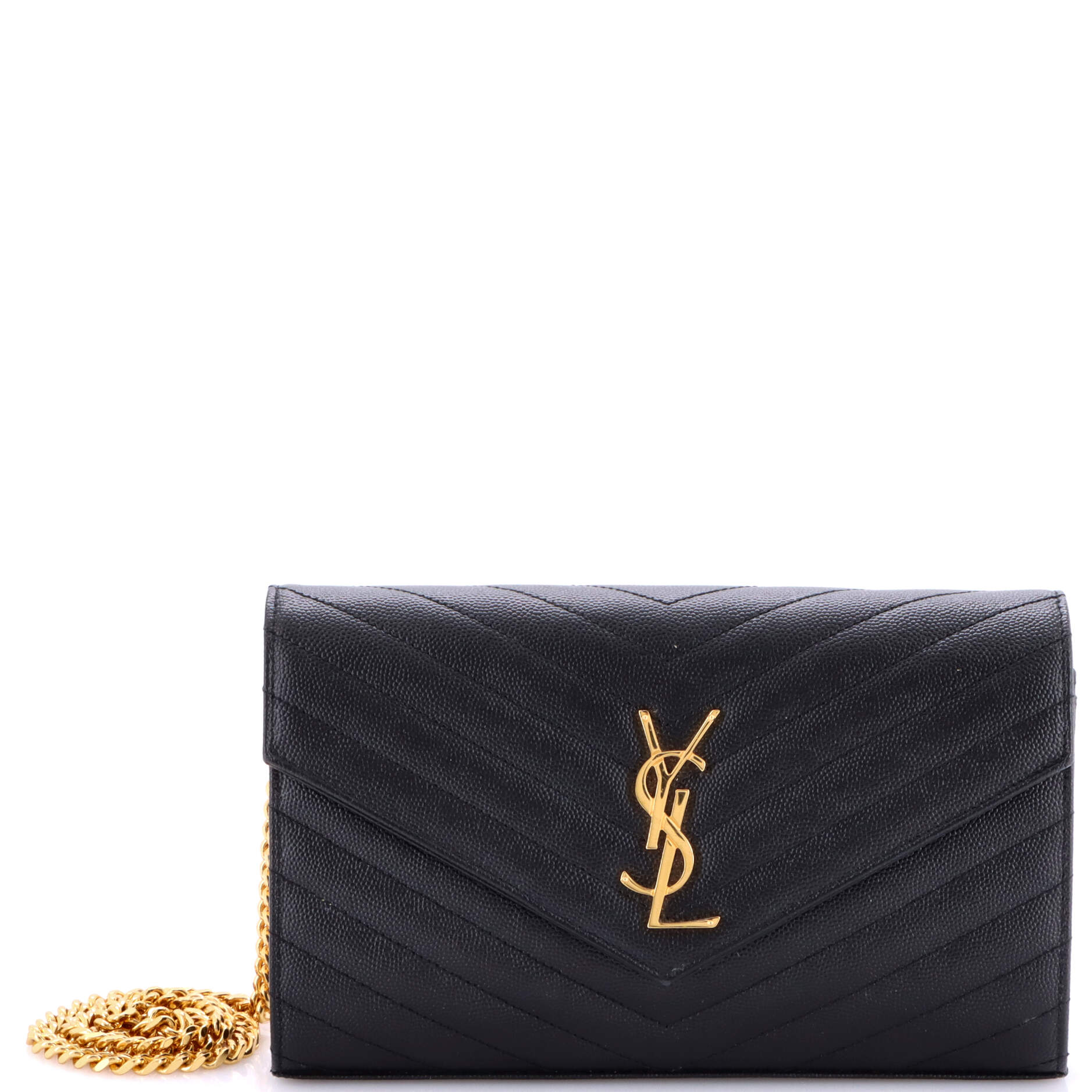 Classic Monogram Wallet on Chain Matelasse Chevron Leather Medium