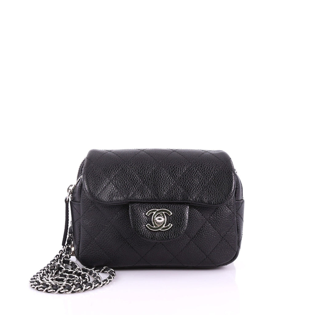 Wallet on Chain Flap Bag Quilted Caviar Mini