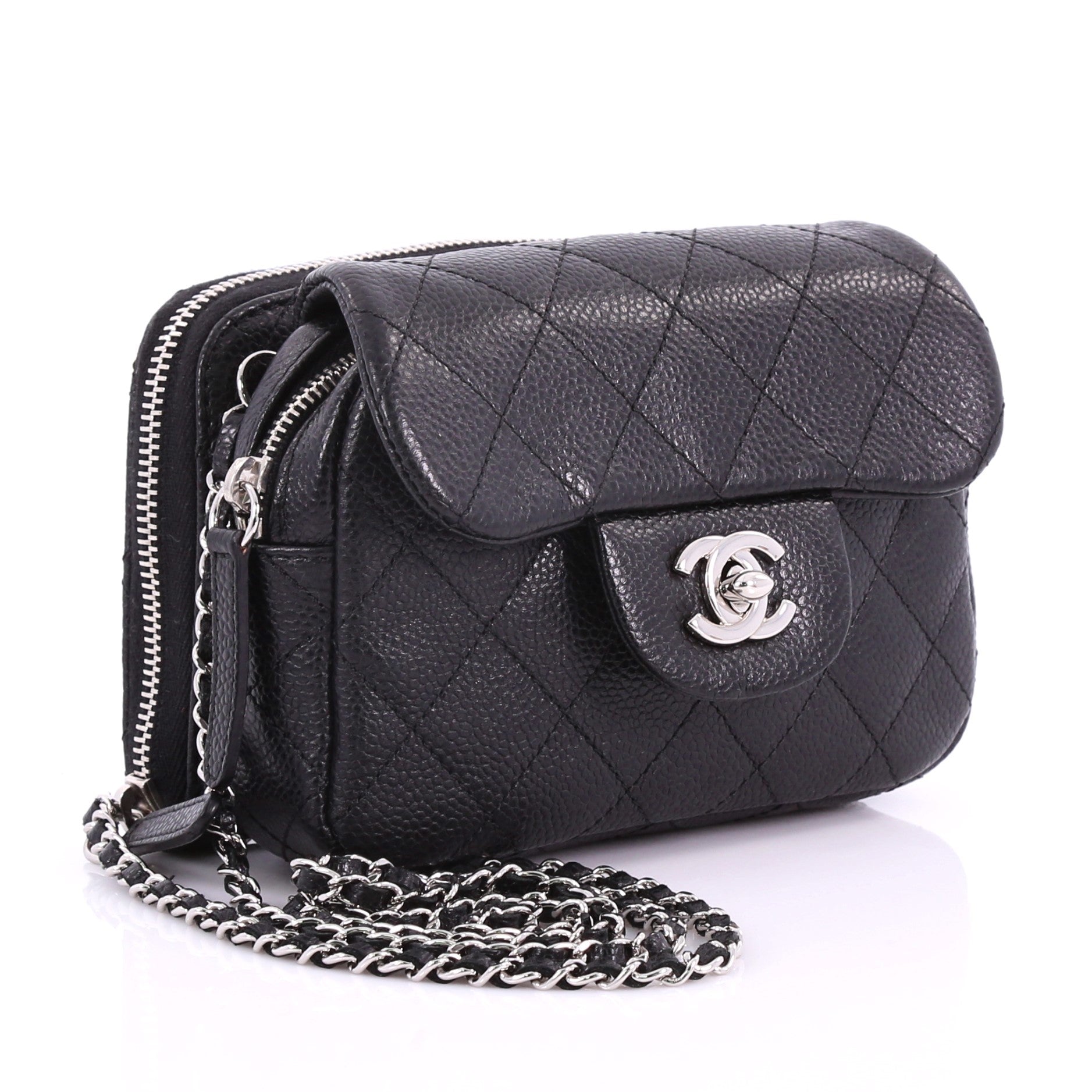Wallet on Chain Flap Bag Quilted Caviar Mini