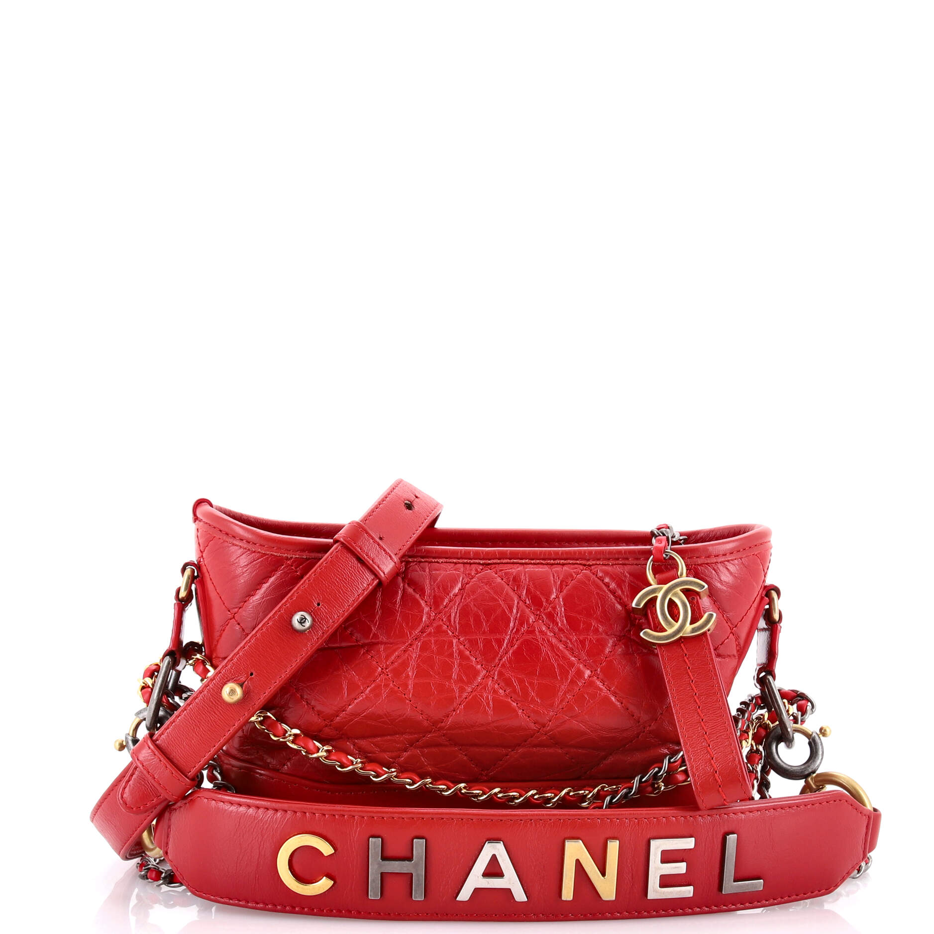 Gabrielle Hobo with Logo Handle Quilted Aged Calfskin Small