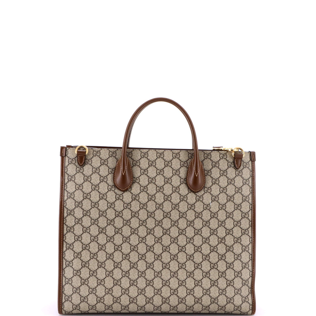 Structured Top Handle Open Tote GG Coated Canvas Medium