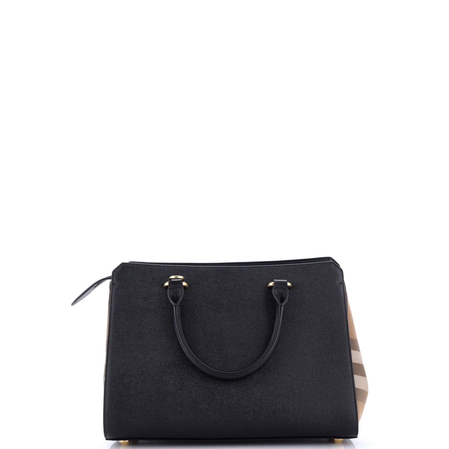 Banwell Tote Leather and House Check Canvas Small
