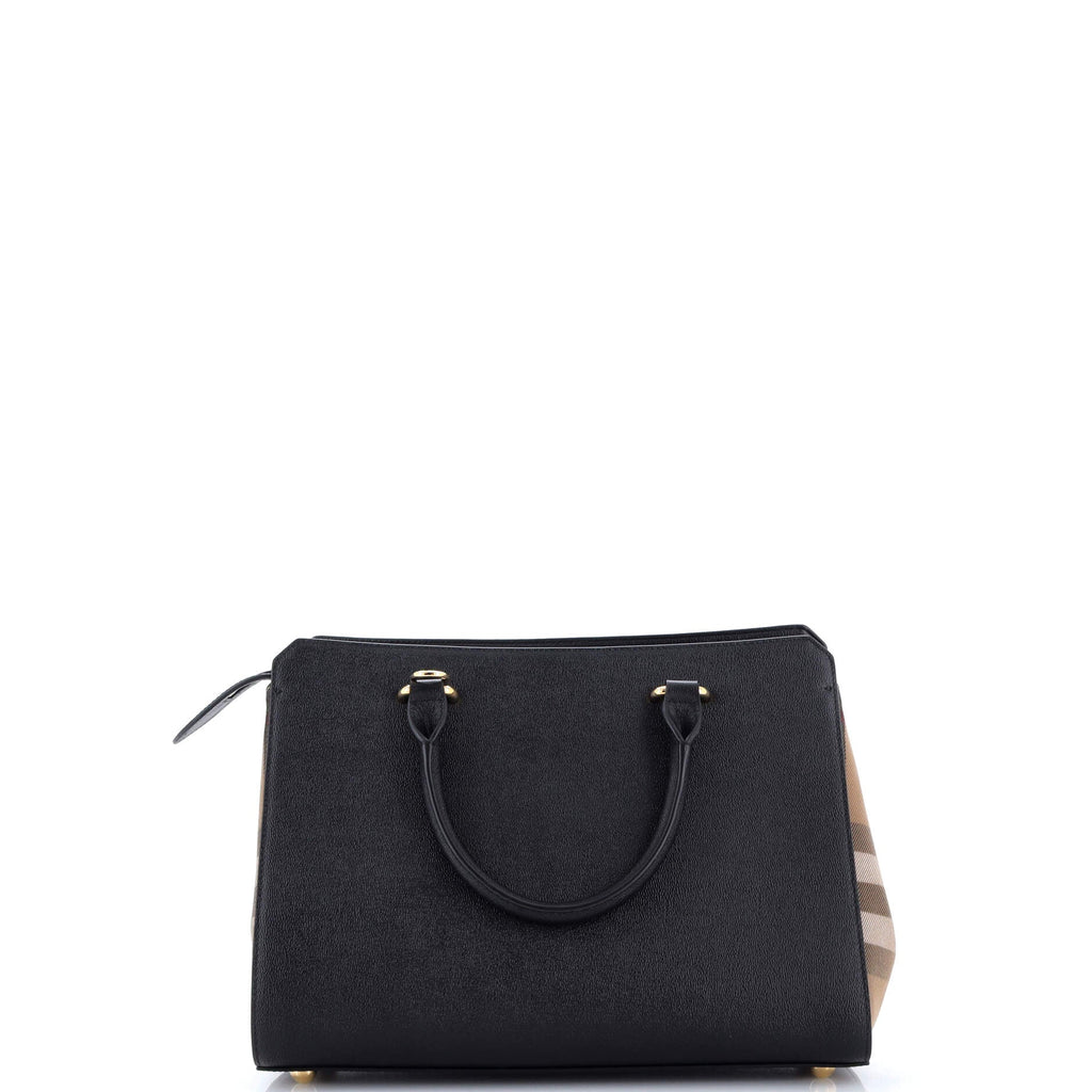 Banwell Tote Leather and House Check Canvas Small