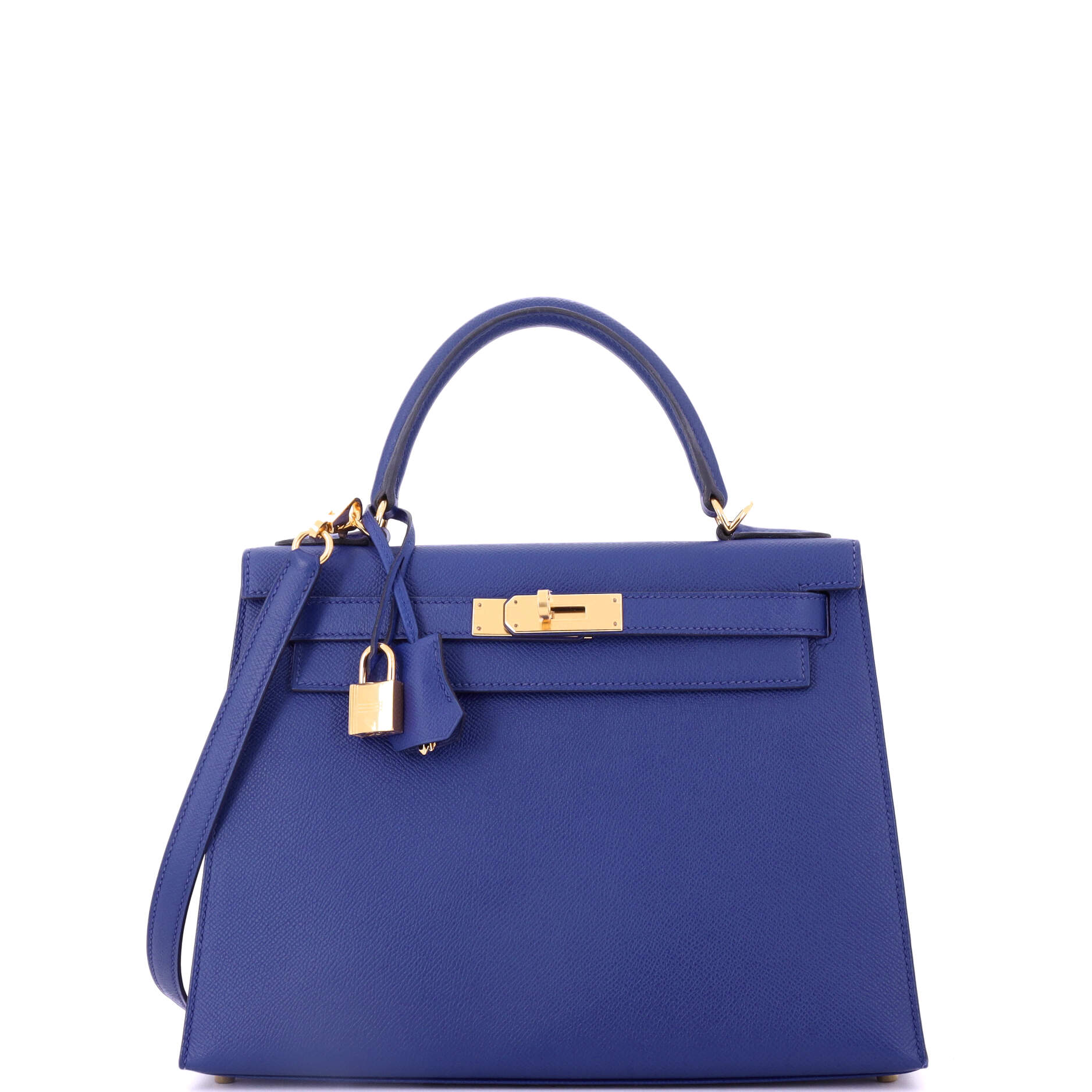 Kelly Handbag Bleu Electrique Epsom with Gold Hardware 28