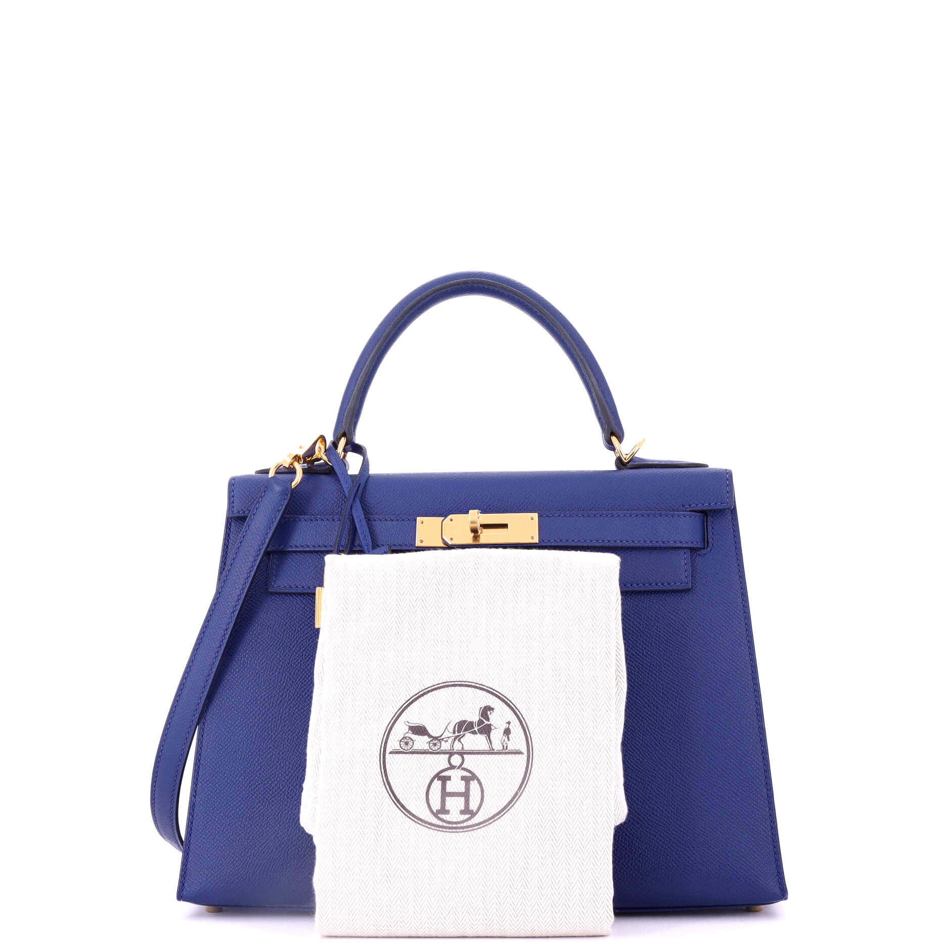 Kelly Handbag Bleu Electrique Epsom with Gold Hardware 28