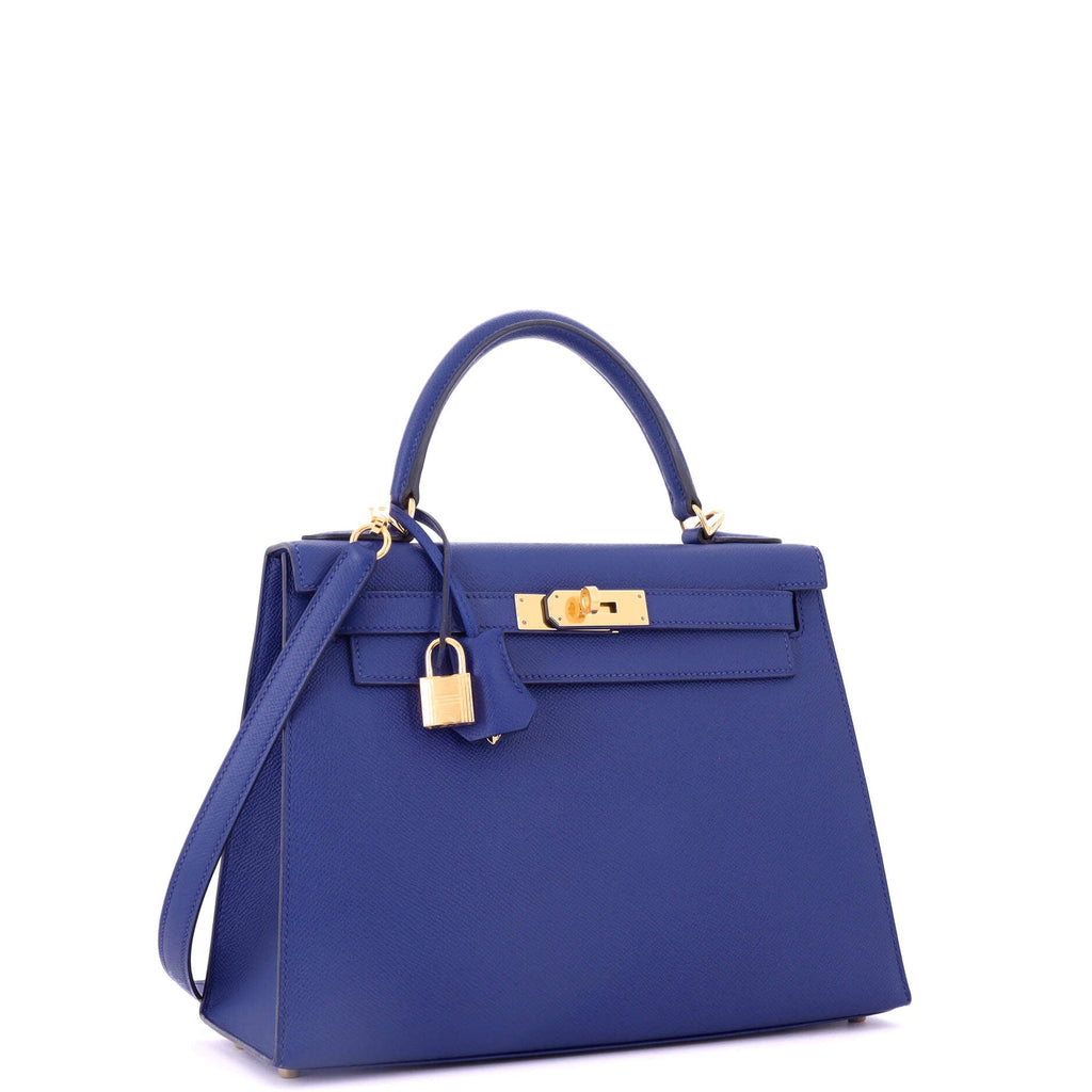 Kelly Handbag Bleu Electrique Epsom with Gold Hardware 28