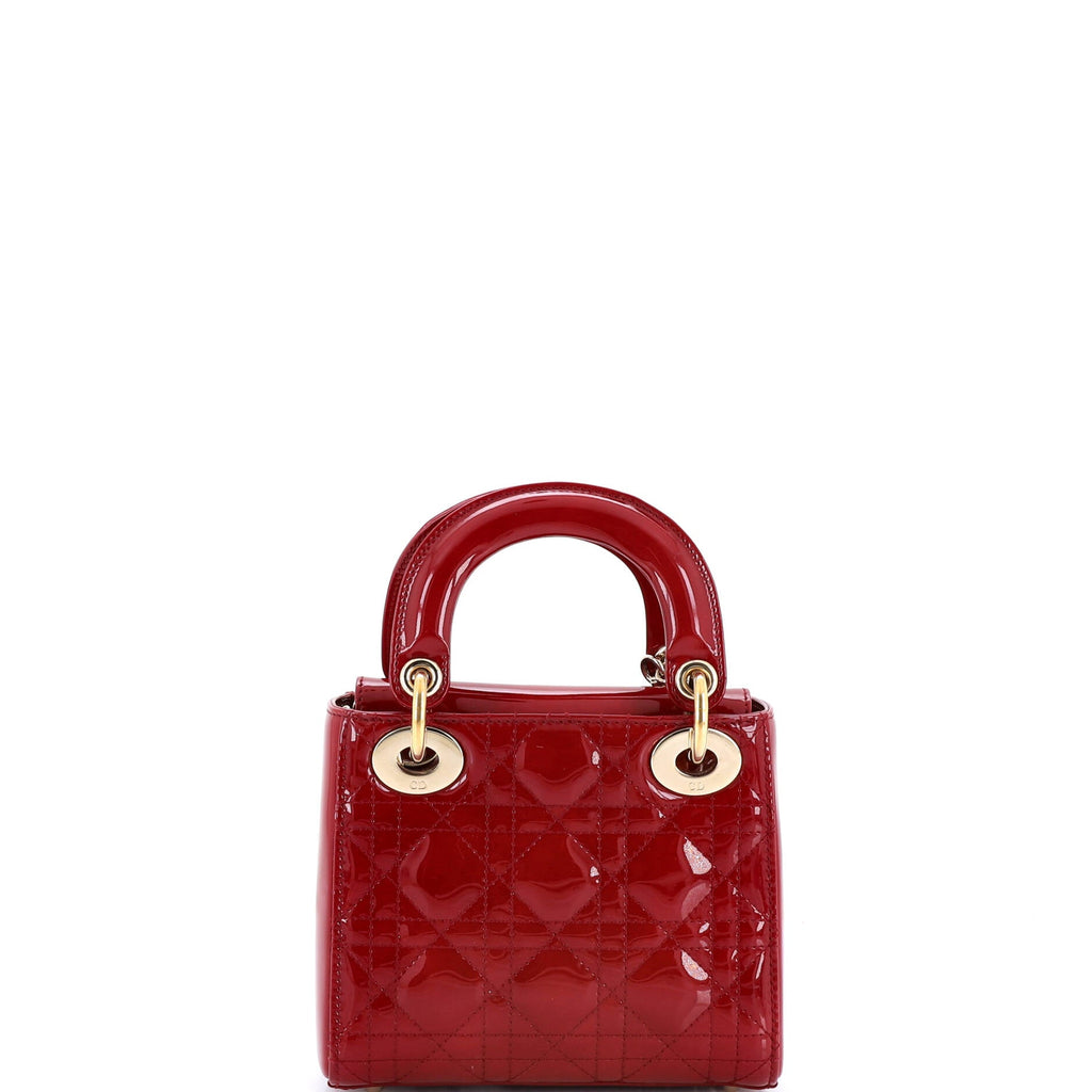 Lady Dior Chain Bag Cannage Quilt Patent Mini