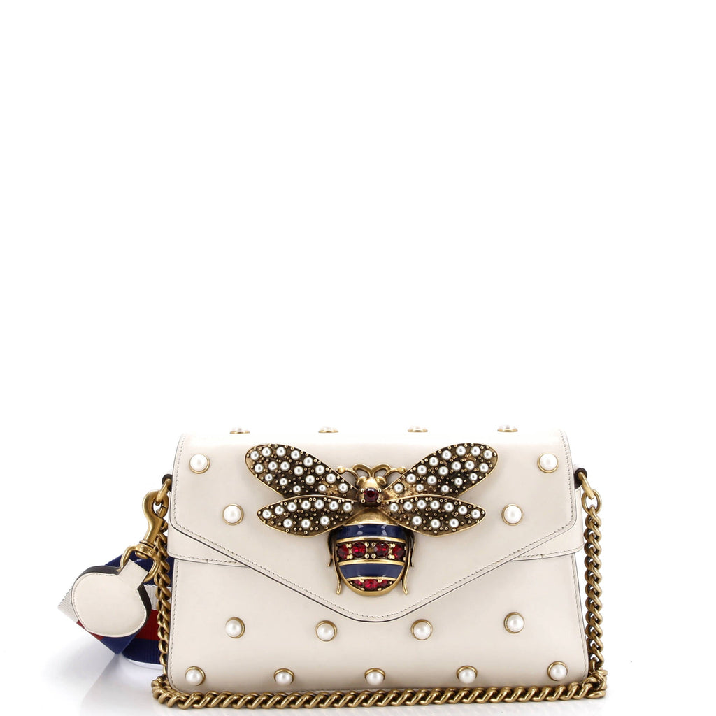 Broadway Pearly Bee Shoulder Bag Embellished Leather Mini
