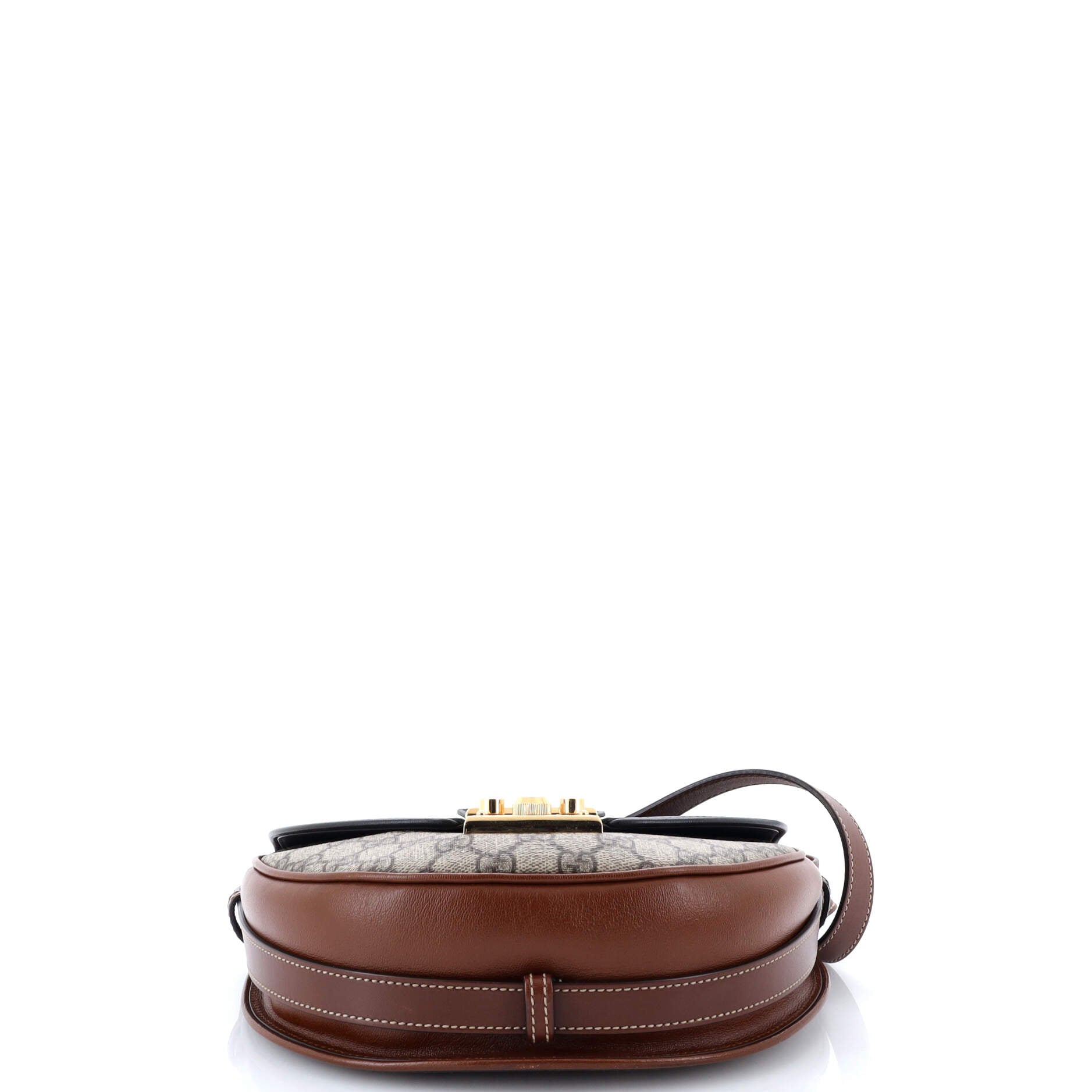 Padlock Saddle Shoulder Bag GG Coated Canvas and Leather Small