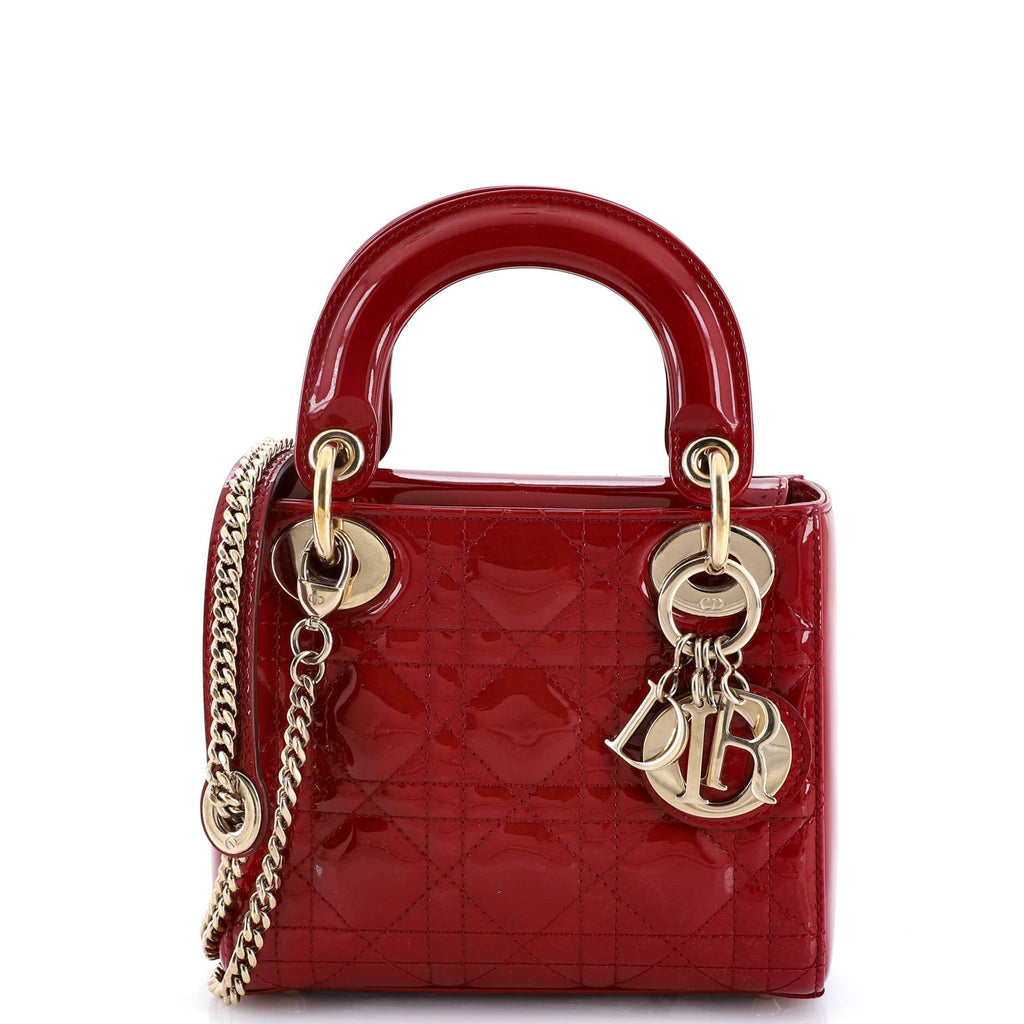 Lady Dior Chain Bag Cannage Quilt Patent Mini