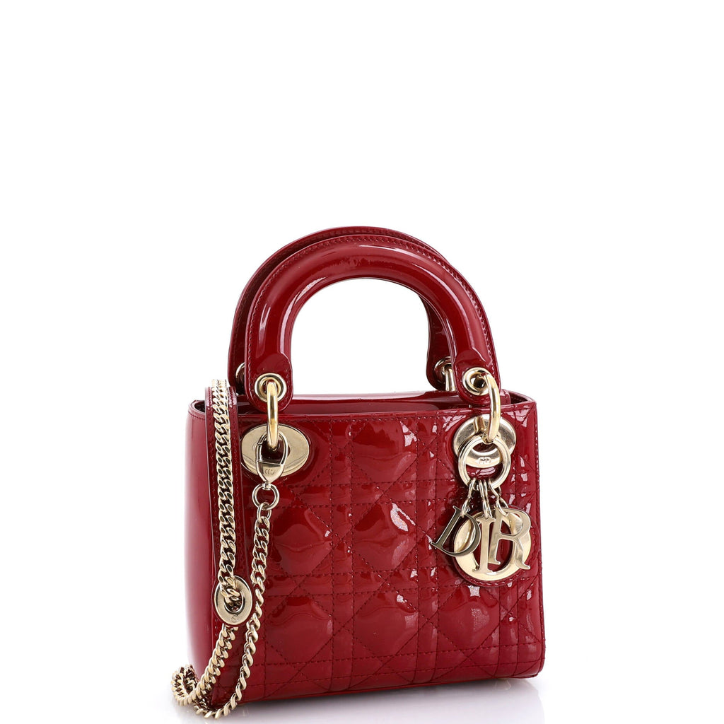 Lady Dior Chain Bag Cannage Quilt Patent Mini